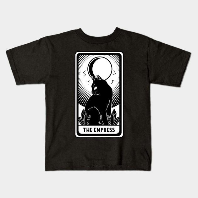 The Empress Tarot Card Black Cat Crescent Occult Gothic Kids T-Shirt by Kribis